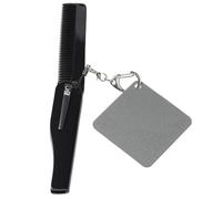 HONMEET Peine Plegable Compacto para Hombre con Espejo Cuadrado y Dientes Finos Diseño Ligero y Portátil para Barba y Viaje Llavero Práctico y Fácil de Guardar Bolsillo