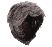 HONMEET Peluca Corta Sintética Gris para Hombre Parte Inclinada, Resistente al Calor, Aspecto Natural y Cómoda para Cosplay, Halloween y Uso Diario, Peluca Plateada para Disfraz