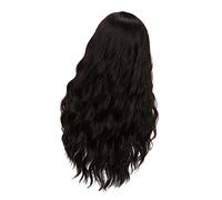 HONMEET Peluca Larga y Rizada Realista para Mujer 1 Unidad Tamaño Largo Color Marrón Oscuro Fibra Sintética para Fiestas Cosplay Diario Estilo Raya al Medio