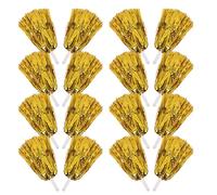 HONMEET Pompones de Animadora Metálicos Dorados 25 G, 24 Unidades con Mango Corto, Elementos Esenciales para Animación Deportiva y Fiestas de Baile, Accesorios para Equipos de Porristas