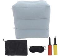 HONMEET Reposapiés Inflable de Viaje Ajustable de Tres Cómodo y Portátil con Bolsa de Almacenamiento y Accesorios para Avión Coche Oficina y Hogar Color Aleatorio Color Aleatorio