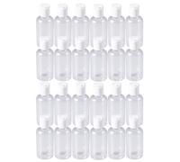 HONMEET Set de 24 Botellas Rellenables de Plástico de 60ml para Viaje Tapa Presionable, Resistentes y Organizadoras para Loción Corporal y Tónico Facial en Actividades al Color Aleatorio