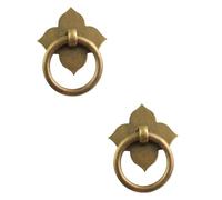 HONMEET Tiradores para Puertas y Cajones de Armario 2 Piezas, Manijas Vintage de Bronce Antiguo Diseño de Anillo y Trébol de Cuatro Hojas, Perillas Decorativas para Muebles de Cocina