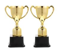 HONMEET Trofeos de Plástico Dorado para 2 Piezas Pequeños Trofeos de Premio para Competiciones Infantiles y Recuerdos de Fiesta Ligeros y Fáciles de Transportar