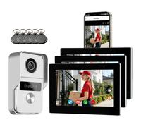 Honmidatek 1080P Videoportero Timbre Video Sistema Intercomunicador KW02-IP7x3, 2 Hilos, 7'' Monitor Táctil, RFID/APP Desbloqueo Remoto,Visión Nocturna, WiFi 2.4/5GHz