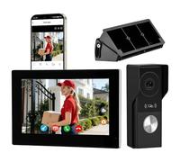 Honmidatek Kit de 2 Hilos Videoportero con conexión, Timbre Video Mirilla y 7'' Monitor Táctil a Color, Desbloqueo en App y RFID, Detección de Personas y Audio Bidireccional,WiFi6 2,4/5GHz
