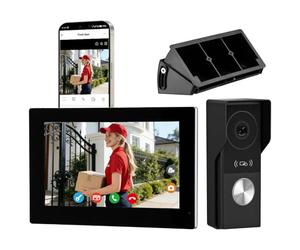 Honmidatek Kit de 2 Hilos Videoportero con conexión, Timbre Video Mirilla y 7'' Monitor Táctil a Color, Desbloqueo en App y RFID, Detección de Personas y Audio Bidireccional,WiFi6 2,4/5GHz