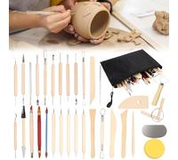 HONMINHUA Juego de 32 herramientas de alfarería, herramientas de modelado, arcilla, kit de punzón de tumba con herramientas para tallar arcilla de cerámica, juego de alfarería para niños