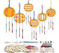HONMOK 10pcs Calabazas Madera Halloween para Colorear DIY Carillón de Viento Madera para niños Pintar Campanillas de Graffiti Ocio Creativo Artes manualidad Decoración Colgante de otoño Regalo