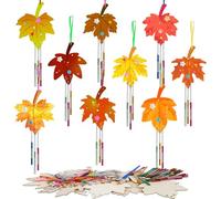 HONMOK 9pcs Hojas madera de otoño para colorear DIY Carillón de viento madera para niños pintar Campanillas de Graffiti Ocio Creativo Artes manualidad Decoración Colgante de otoño regalo Halloween