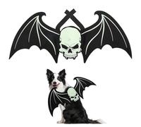 HONMOK Disfraz de Halloween para Perros Luminoso Alas de murciélago para Mascotas diseño con Calavera terrorífica Traje Mediano Cosplay para Gotas de Halloween Que Brilla en la Oscuridad Decoración