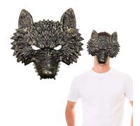 HONMOK Máscara de Hombre Lobo para Carnaval Negro Dorado Máscara De Lobo 3D Máscara de Media Cara de Mascarada Realista Werewolf Maquillaje Disfraz Lobo Adulto Cosplay Feroz Fiesta Accesorios Props