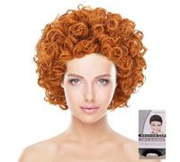 HONMOK Peluca de bruja Halloween marrón Peluca Rizada para Mujer Accesorio de disfraz para Halloween carnaval cosplay juego de rol mascarada Lema Fiesta