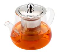 Honneeo Tetera de vidrio 800 ml de borosilicato sin goteo con infusor, hervidor de té seguro para estufa con colador de acero inoxidable 304, tetera pequeña para hojas sueltas, hierbas, frutas,