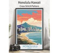 Honolulu Hawaii Cross Stitch Pattern: Vintage Hawaii Stitch Pattern with Color, Symbol, and Stash-Friendly Thread Guide (WanderStitch: A Retro Travel Cross-Stitch Collection)