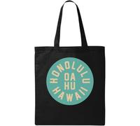 Honolulu Oahu Hawaii United States Graphic - Bolsa de algodón ecológico natural, color negro, Black, Talla única