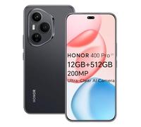 Honor 400 Pro 5G Smartphone, 12GB 512GB, Snapdragon 8 Gen 3, 200 MP Cámara AI, 6,7" AMOLED Display 120Hz, IP68 e IP69, Dual-SIM, NFC, Android 15, Sin Cargador, Negro