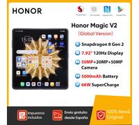 Honor Magic V2 versión Global 5G teléfono inteligente plegable Snapdragon 8 Gen2 LTPO pantalla OLED 120Hz 50MP Triple cámara Android móvil Black(PU)