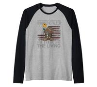 Honor The Fallen Thank The Living Bandera Americana Vintage Camiseta Manga Raglan