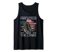 Honor The Fallen Thank The Living Bandera Americana Vintage Camiseta sin Mangas