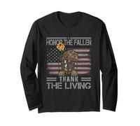 Honor The Fallen Thank The Living Bandera Americana Vintage Manga Larga