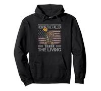 Honor The Fallen Thank The Living Bandera Americana Vintage Sudadera con Capucha