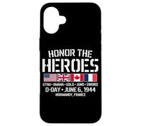 Honor The Heroes D-Day 6 de Junio de 1944 Estados Unidos Reino Unido Canadá Francia Carcasa para iPhone 16 Plus