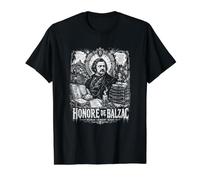 Honore De Balzac Comedia Humana Rises Clásico Camiseta gráfica económica, Hombre, Negro, M