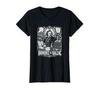 Honore De Balzac Comedia Humana Rises Clásico Camiseta gráfica económica, Mujer, Negro, L