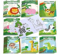 Honoson 24 Libros para Colorear de Animales de Safari Selva Bosque Recuerdos de Fiesta Mini Libro de Dibujo de Arte DIY Álbums de Colorear de Zoológico para Cumpleaños (Estilo de Dibujos Animados)