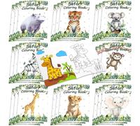 Honoson 24 Libros para Colorear de Animales de Safari Selva Bosque Recuerdos de Fiesta Mini Libro de Dibujo de Arte DIY Álbums de Colorear de Zoológico para Cumpleaños (Estilo Acuarela)