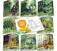 Honoson 24 Libros para Colorear de Safari Jungla Recuerdos de Fiesta de Animales de Bosque para Niños Mini Cuadernos de Colorear Libro de Dibujo DIY Actividad de Zoológico para Cumpleaños Regalo Aula