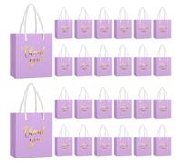 Honoson 30 mini bolsas de regalo con asa de 4 x 2.75 x 4.5 pulgadas, pequeñas bolsas de papel de aluminio para bodas, baby shower, cumpleaños, graduación y regalos de fiesta del día del padre (morado
