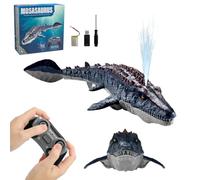 HONPHIER Barcos Teledirigido RC Mosasauru, 2.4GHz Impermeable Juguete del Mosasaurio De Agua con Agua pulverizadora, Dinosaurio Teledirigido Agua, Regalo para Niños Piscina, Lago, Baño (Negro)