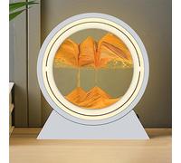 HONPHIER Cuadro de arena en Movimiento LED Luz Arte Giratorio 360° Pintura Que Fluye Reloj 3D Decoración para Oficina Hogar (Amarillo)