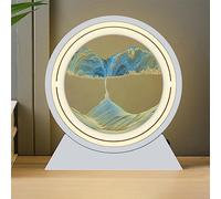 HONPHIER Cuadro de Arena en Movimiento Paisaje de Arena con LED Luz Arte de Arena Movil Giratorio 360° Pintura de Arena Que Fluye Reloj de Arena 3D Decoración Arte para Oficina Hogar (Azul)