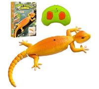 HONPHIER Lagartija Teledirigida Trepar Paredes para Niños, Silicona, Gecko Teledirigido, Lagarto Robot, Recargable, LED, Rotación de 360°, Esplazamiento por el Suelo, Regalo, Amarillo