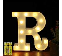 HONPHIER® Letras luminosas alfabeto luminoso lámpara LED letra, luces de letra, decoración, operador a pilas para recepciones, fiestas, bodas, casa, bar, decoración (R)