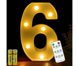 HONPHIER® Número de luz LED 3D con mando a distancia y letras del alfabeto, iluminación de letras, luces iluminadas, luces nocturnas para decoración de cumpleaños