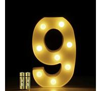 HONPHIER® Números LED Letras Luminosas Decorativas DecoracióN Luminosa Hogar Lámpara LED con número 0 a 9 para decoración de Fiestas de cumpleaños o Bodas (9)