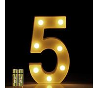 HONPHIER® Números LED Letras Luminosas Decorativas DecoracióN Luminosa Hogar Lámpara LED con número 0 a 9 para decoración de Fiestas de cumpleaños o Bodas (5)