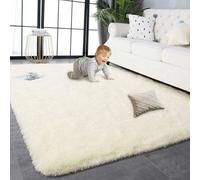 HONQGAO Alfombra Dormitorio Matrimonio 130 x 290 cm Pelo Largo Alfombras de Habitacion Modernas Mullida, Suave, Moderna y Lisa Adecuado para Salón Dormitorio, Color Crema