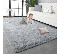 HONQGAO Alfombra Dormitorio Matrimonio 190 x 400 cm Pelo Largo Alfombras de Habitacion Modernas Mullida, Suave, Moderna y Lisa Adecuado para Salón Dormitorio, Gris Claro