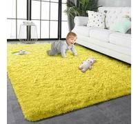 HONQGAO Alfombra Salón Pelo Largo Shaggy 100 x 180 cm Antideslizante Super Suave Pelo Largo Alfombras de Habitacion Modernas Excelente Adecuado para Salón Dormitorio, Amarillo