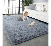 HONQGAO Alfombra Salón Pelo Largo Shaggy 145 x 210 cm Antideslizante Super Suave Pelo Largo Alfombras de Habitacion Modernas Excelente Adecuado para Salón Dormitorio, Gris Oscuro