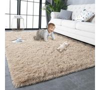 HONQGAO Alfombra Salón Pelo Largo Shaggy 190 x 250 cm Antideslizante Super Suave Pelo Largo Alfombras de Habitacion Modernas Excelente Adecuado para Salón Dormitorio, Camello