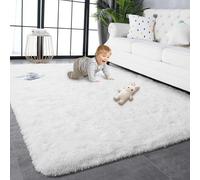 HONQGAO Alfombra Salón Pelo Largo Shaggy 250 x 360 cm Antideslizante Super Suave Pelo Largo Alfombras de Habitacion Modernas Excelente Adecuado para Salón Dormitorio, Blanco