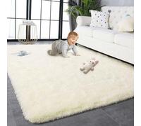 HONQGAO Alfombra Salón Pelo Largo Shaggy 310 x 370 cm Antideslizante Super Suave Pelo Largo Alfombras de Habitacion Modernas Excelente Adecuado para Salón Dormitorio, Color Crema