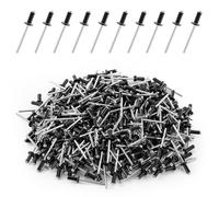 HonQiShiMY 160 Pcs Juego de remaches ciegos de aluminio 4x16mm, remaches Alu/Acero,remaches de cabeza plana para metal, madera y plástico Remaches de Aluminio de Cabeza Ancha,Remaches Ciegos con Brida