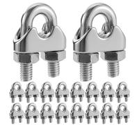 HonQiShiMY 18 Piezas Clip de Cuerda M6 de Alambre Inoxidable 304, Wire Rope Clips Clip De Cable De Acero Cable Pernos En U Para Cable de Acero Wire Rope Clips, para Tendederos, Toldos, Cuerdas